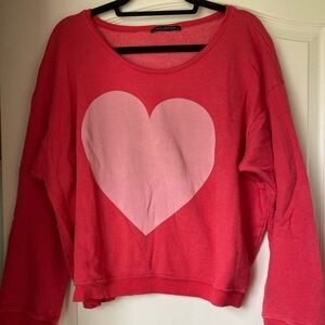 Wildfox Pink Heart Red Sweater